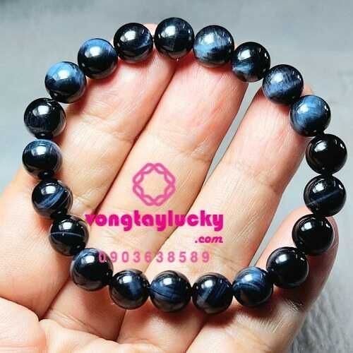 Vòng tay đá mắt hổ xanh dương đen Vip 5A từ 8li - 14li tự nhiên