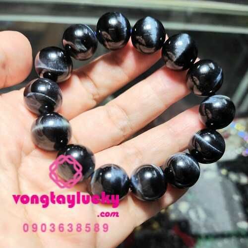 vòng tay đá mắt hổ, đá mắt hổ xanh dương đen, vòng tay mệnh thủy, đá mắt hổ xanh đen 8li, vòng tay nam, vòng tay quý ông