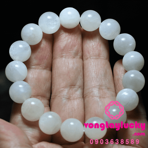 đá mặt trăng 11li, vòng tay đá mặt trăng, vòng tay phong thủy, vòng tay mệnh kim
