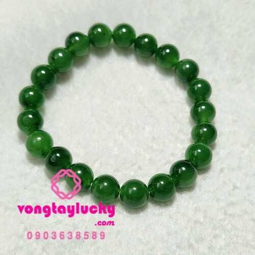 Vòng tay đá ngọc bích (Nephrite) 8li thiên nhiên 4A cho nữ tay nhỏ