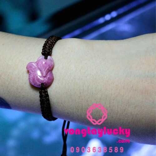Vòng tay Hồ ly 9 đuôi đá ruby hồng thiên nhiên 2x1,5x1,5cm đậm màu tự nhiên 100% dây rút