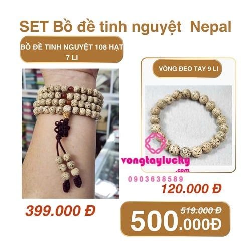 Set bồ đề tinh nguyệt Nepal 108 hạt 7li và 1 vòng tay 9li 21 hạt chỉ có 500K