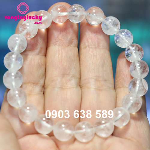 vòng tay mệnh kim, vòng tay thạch anh ưu linh trắng, vòng tay nữ , vòng tay đá phong thủy, vòng tay đá thạch anh