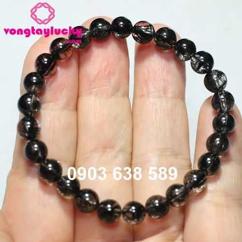 Vòng tay thạch anh tóc đen 7.3 li 5A vip thiên nhiên 100% hợp mệnh Thủy, mộc