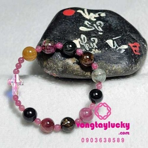 Chuỗi mân côi, vòng công giáo, chuỗi mân côi đá tourmaline, trang sức công giáo, vòng tay hộ mệnh, chuỗi mân côi 10 hạt, tràng hạt mân côi, kinh mân côi, tourmaline đá sắc, vòng tay nữ