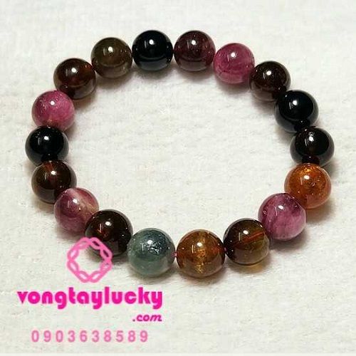 đá tourmaline đa sắc, vòng tay ngũ hành, vòng tay phong thủy, vòng tay tourmaline hợp tất cả các mệnh, đá thiên nhiên, tourmaline 10li