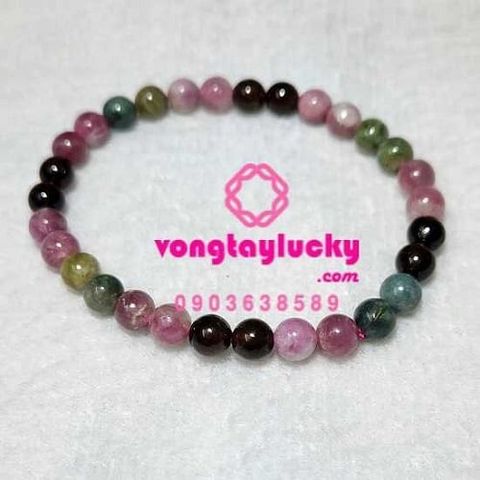 đá tourmaline đa sắc, vòng tay ngũ hành, vòng tay phong thủy, vòng tay tourmaline hợp tất cả các mệnh, đá thiên nhiên, tourmaline 6li