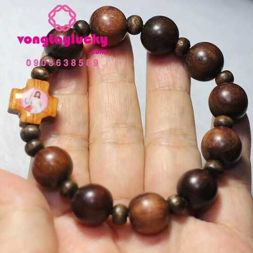 vòng tay công giáo, chuỗi mân côi gỗ trắc, chuỗi mân côi 10 hạt, tràng hạt mân côi, chuỗi mân côi gỗ quý, gỗ trắc đeo tay, vòng tay nam