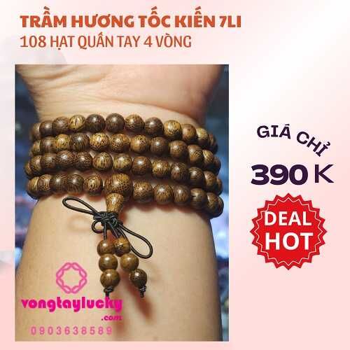 Chuỗi 108 trầm hương tốc kiến tự nhiên 7li-8li
