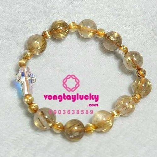 Chuỗi mân côi thạch anh tóc vàng tự nhiên thường