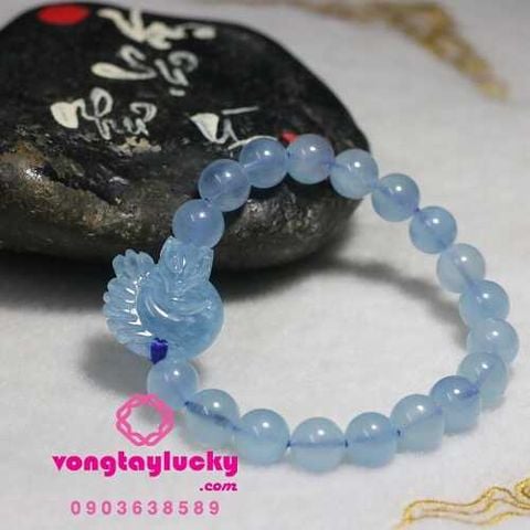 Vòng tay hồ ly 9 đuôi 2.5x2cm Aquamarine tết dây và vòng tay hồ ly aquamarine