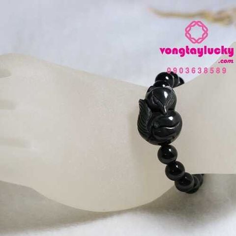 Hồ ly 9 đôi đá núi lửa obsidian 1x2x2,8cm