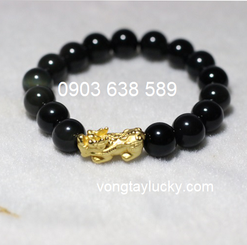 Vòng tay đá núi lửa obsidian và tỳ hưu  bạc Thái các size các kiểu