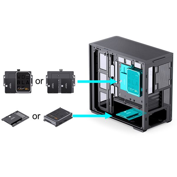 Vỏ Case Jonsbo D300 (Đen/ Trắng, MATX, Kính cong)