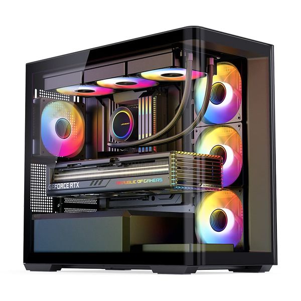 Vỏ Case Jonsbo D300 (Đen/ Trắng, MATX, Kính cong)