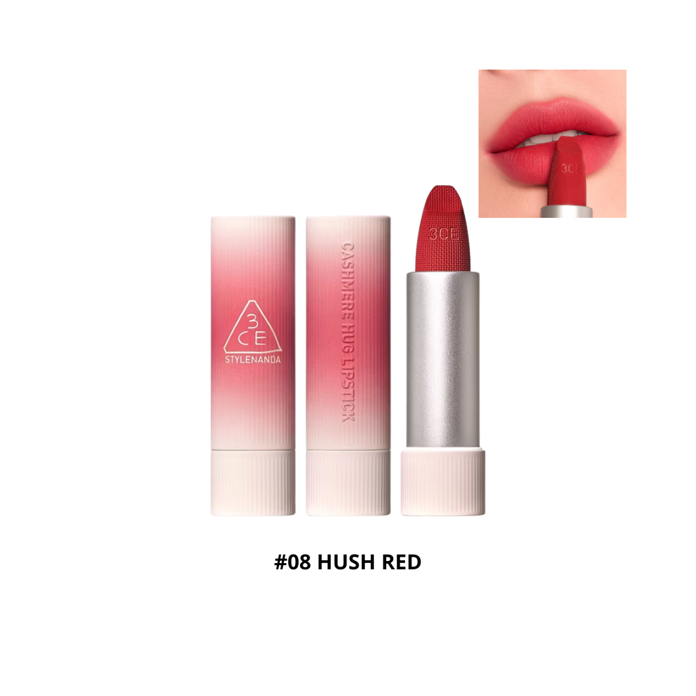  HXT - Son Thỏi Lì 3ce Cashmere Hug Lipstick 3.5g #08 Hush Red – Đỏ Mâm Xôi 