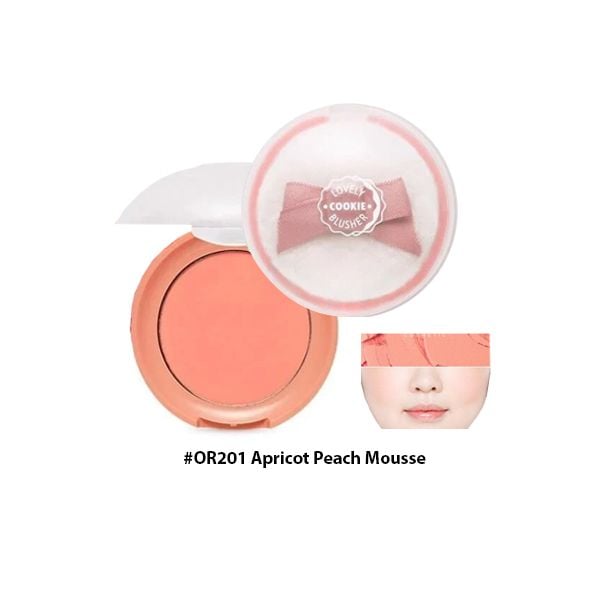 Má Hồng Etude House Lovely Cookie Blusher #OR201 Apricot Peach Mousse