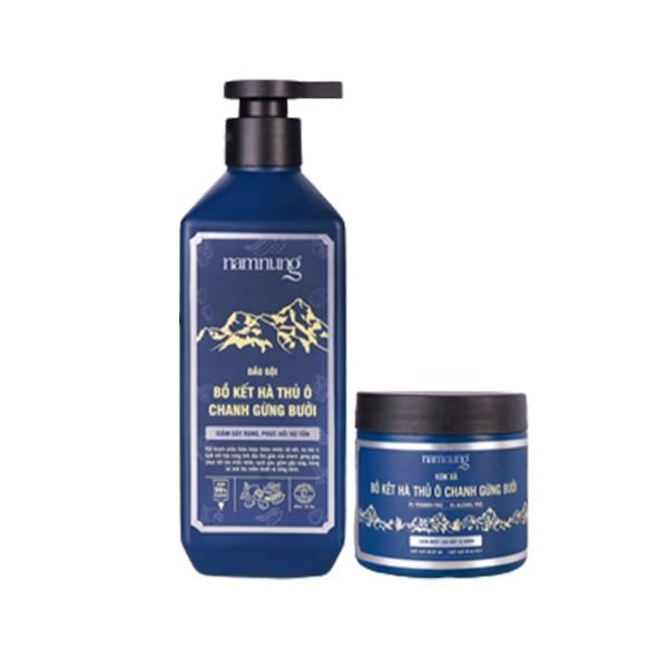 Bộ Dầu Gội - Xả Thảo Dược Namnung Bồ Kết Hà Thủ Ô Chanh Gừng Bưởi 500ml