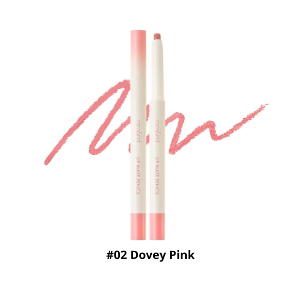 Chì Kẻ Viền Môi Nhung Lì, 2 Đầu Romand Lip Mate Pencil #02 Dovey Pink