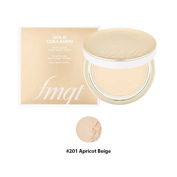 Phấn Phủ Dạng Nén The Face Shop Fmgt Gold Collagen Ampoule Two Way Pact 9.5g #201 Apricot Beige