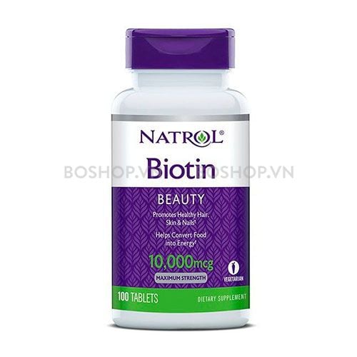 Viên Uống Ngăn Rụng Và Kích Mọc Tóc Natrol Biotin 10000mcg 100 Viên