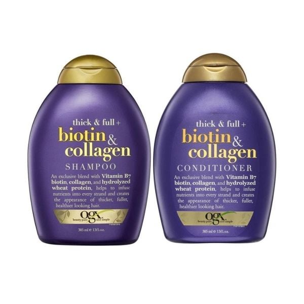 Dầu Gội Xả Biotin OGX Thick & Full Biotin Collagen 385ml