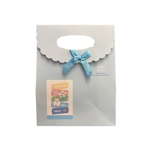 Túi Giấy Đựng Quà Nơ Xanh Size 6 (16.5cm x 21cm x 7.8cm)