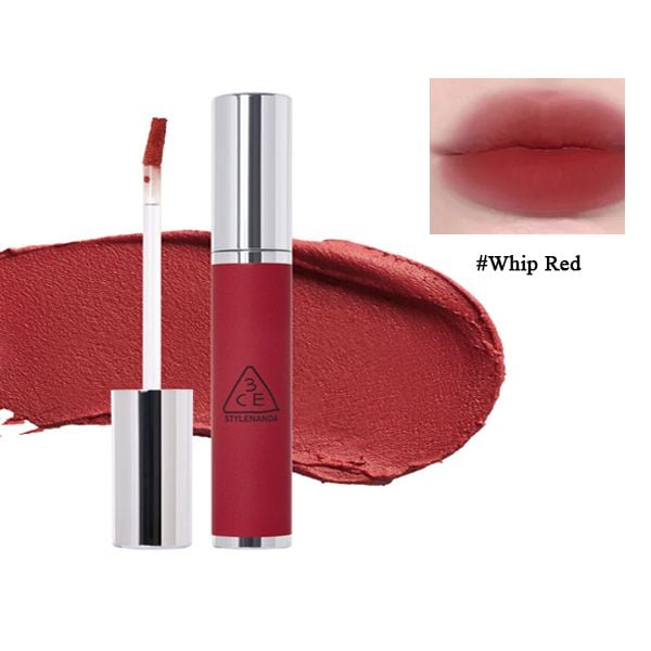 Son Kem Mịn Lì 3CE Hazy Lip Clay #Whip Red