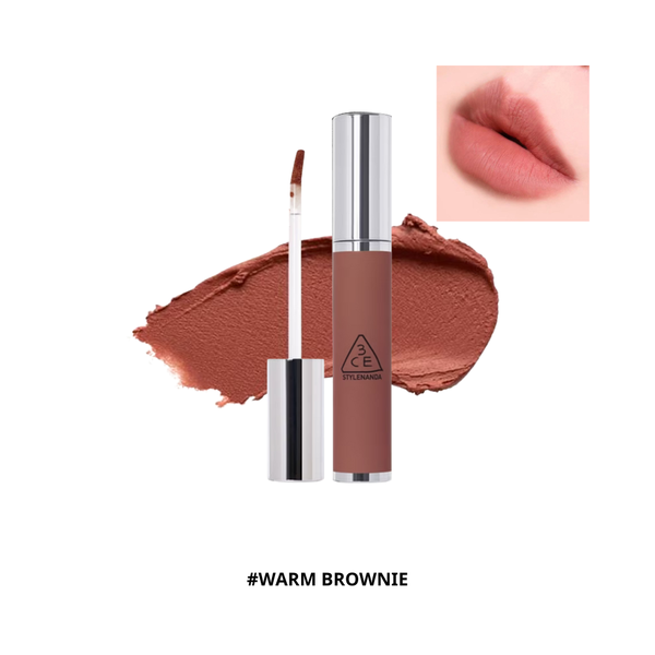 Son Kem Mịn Lì 3CE Hazy Lip Clay #Warm Brownie