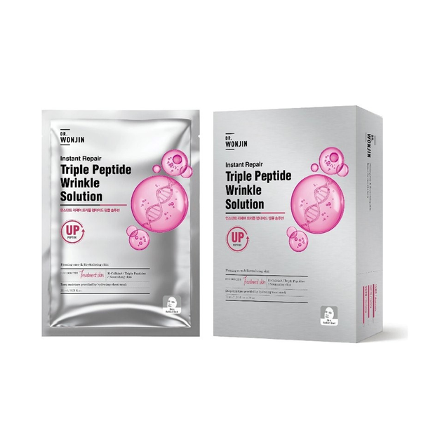 Mặt Nạ Giấy Cấp Ẩm Cấp Tốc Wonjin Triple Peptide Wrinkle Solution Mask 30ml