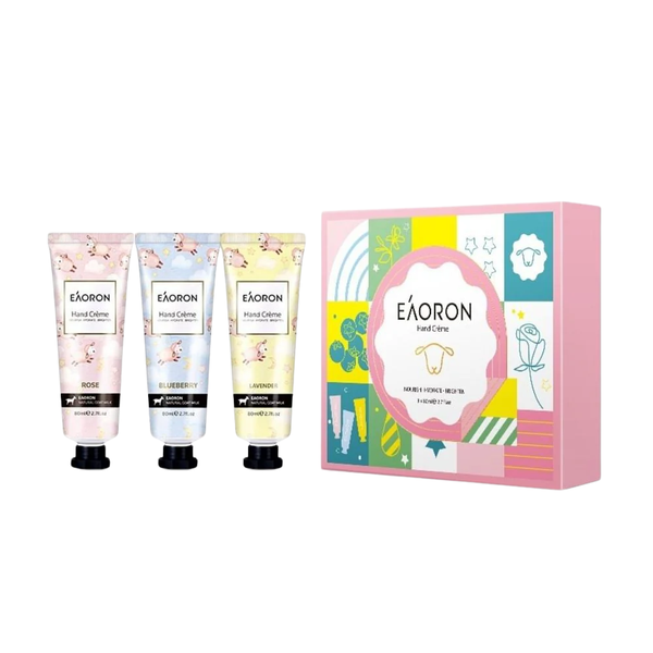Set 3 Kem Dưỡng Da Tay E’Aoron Goat Milk Hand Cream Set (Rose + Lavender + Blueberry) 80ml x 3