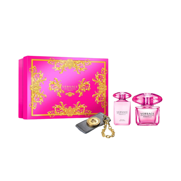 Gift Set 3 Món Nước Hoa Versace Bright Crystal Absolu Set (EDP 90ml + Body Lotion 100ml + Bag Tag)