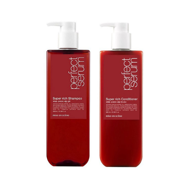 Cặp Dầu Gội Xả Mise En Scene Perfect Serum Super Rich 680ml