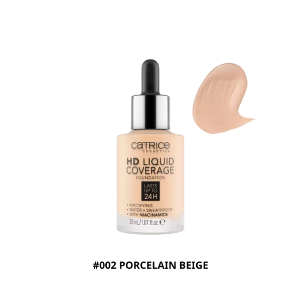 Kem Nền Catrice HD Liquid Coverage Foundation 30ml #002 Porcelain Beige
