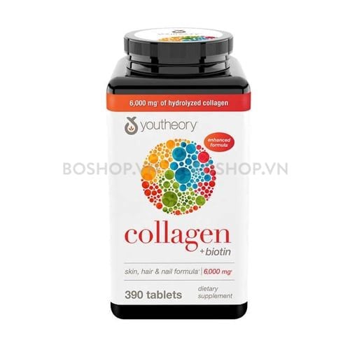 Viên Uống Youtheory Collagen Biotin 6000mg 390 Tablets