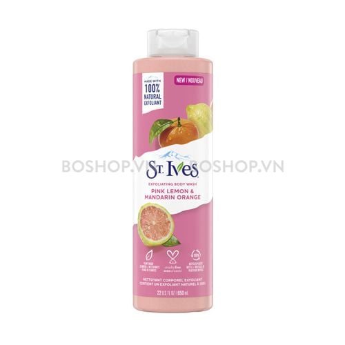 Sữa Tắm Tẩy Tế Bào Chết St.Ives Pink Lemon & Mandarin Orange Body Wash 650ml