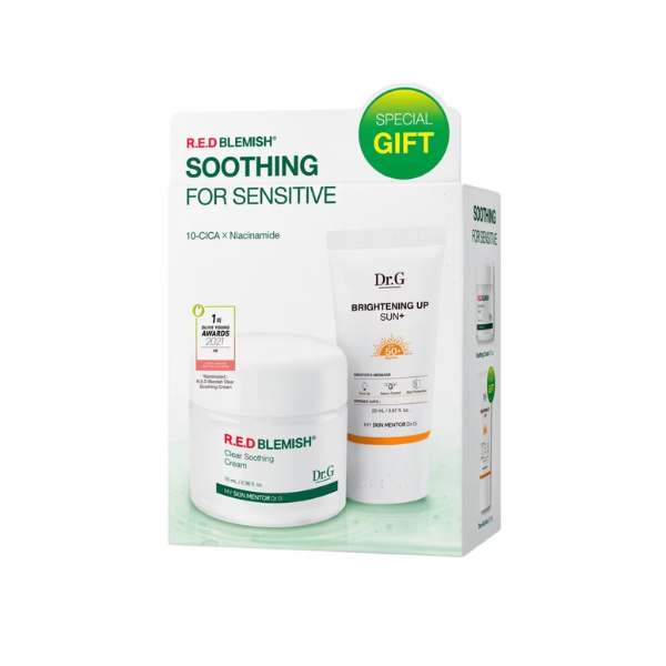 Combo Dr.G Kem Dưỡng Ẩm R.E.D Blemish Clear 70ml & Kem Chống Nắng Sáng Da Brightening Up Sun+ SPF50+ PA+++ 20ml
