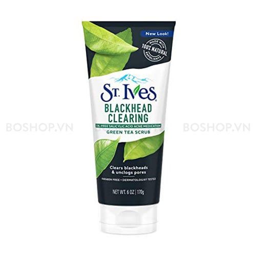 CT - Sữa Rửa Mặt Tẩy Tế Bào Chết St.Ives Blackhead Clearing Green Tea Scrub 170g