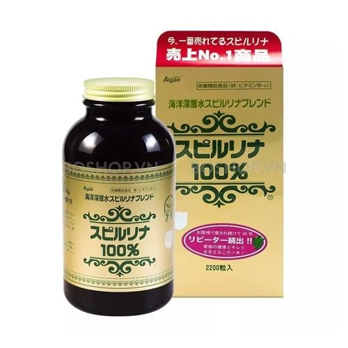 Viên Uống Tảo Xoắn Spirulina Nhật Bản Hộp Vàng 2200 Viên