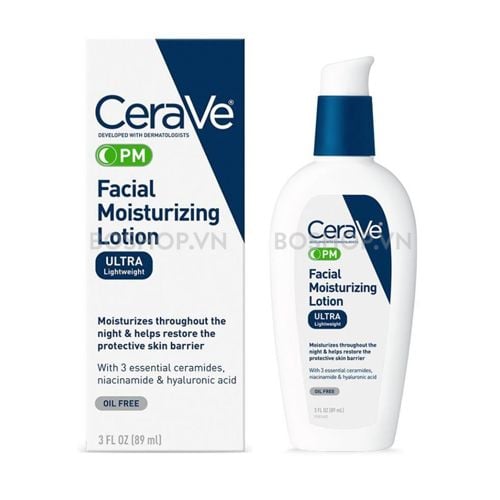Kem Dưỡng Ẩm Dưỡng Da Ban Đêm Cerave PM Facial Moisturizing Lotion Ultra Lightweight