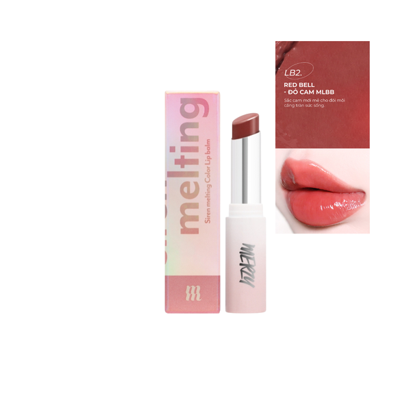 Son Dưỡng Có Màu Merzy Siren Melting Color Lip Balm 3g #LB2 Red Bell – Đỏ Cam