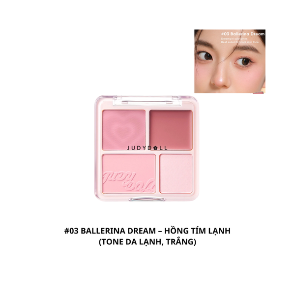 CT - Phấn Má Hồng & Bắt Sáng 2in1 Judydoll Blush & Highlight Palette 9g #03 Ballerina Dream