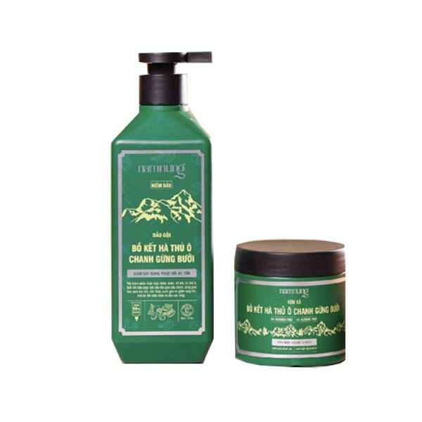 Bộ Dầu Gội - Xả Thảo Dược Kiềm Dầu Namnung Bồ Kết Hà Thủ Ô Chanh Gừng Bưởi 500ml