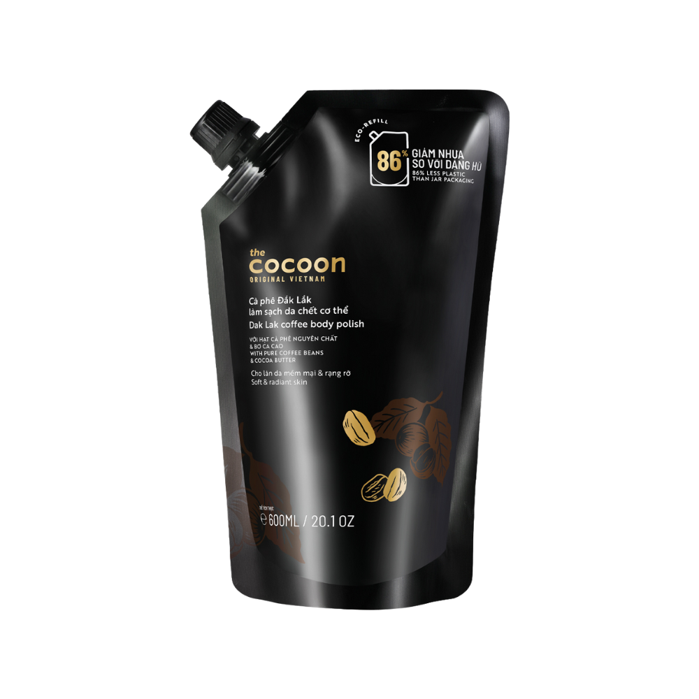  Túi Refill Tẩy Da Chết Toàn Thân Cocoon Dak Lak Coffee Body Polish 600ml 