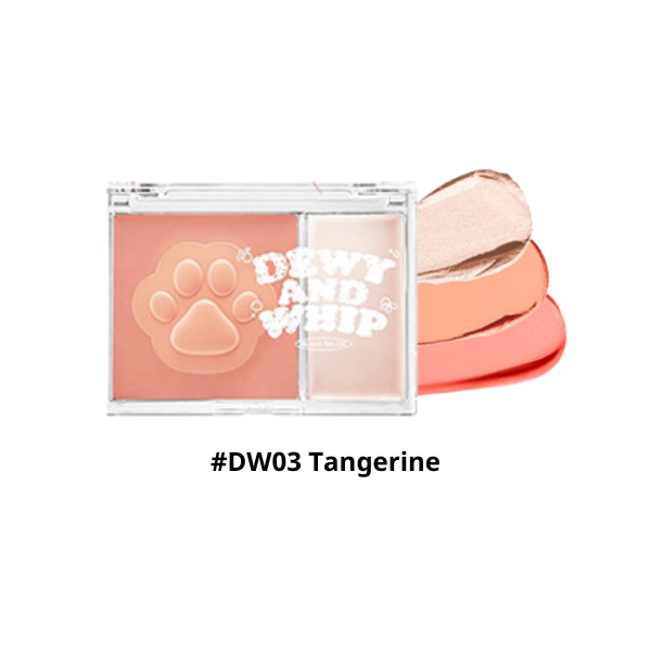 Má Hồng Dạng Kem Kèm Highlight Black Rouge Dewy Whip Cheek And Beam 11.5g #DW03 Tangerine