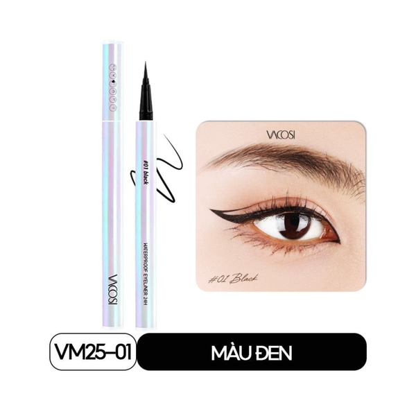 CT - Kẻ Mắt Chống Nước Không Lem Màu Vacosi Waterproof Eyeliner 24h Đen 0.5g VM25