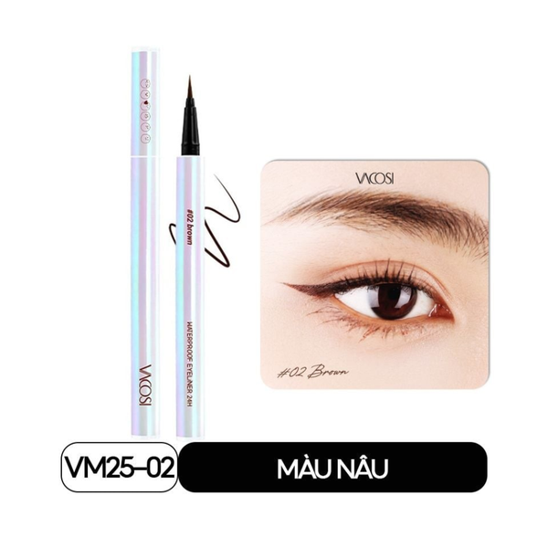CT - Kẻ Mắt Chống Nước Không Lem Màu Vacosi Waterproof Eyeliner 24h Nâu 0.5g VM25