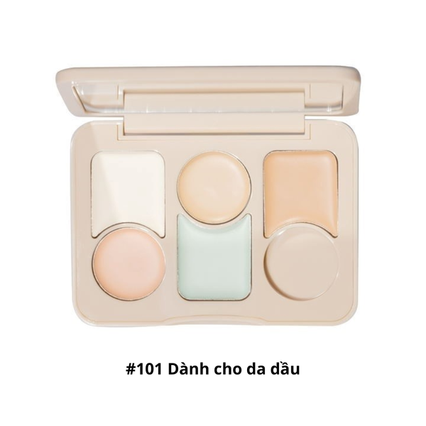 Bảng Che Khuyết Điểm 6 Màu Làm Sáng Và Tạo Đường Nét Shedella Concealer 5.2g 101