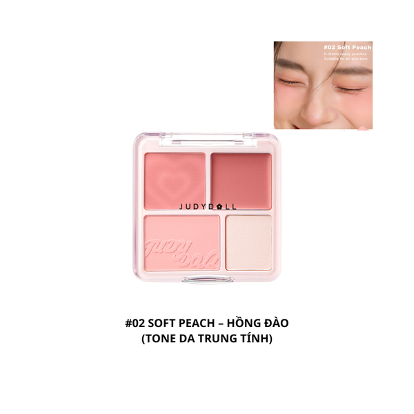 Phấn Má Hồng & Bắt Sáng 2in1 Judydoll Blush & Highlight Palette 9g #02 Soft Peach