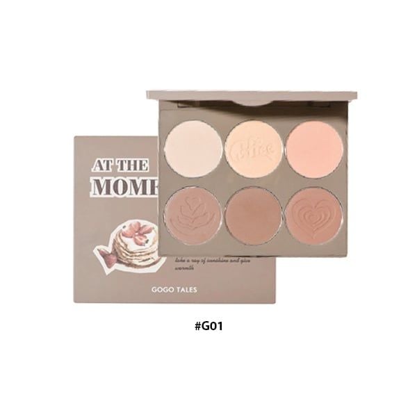 Bảng Tạo Khối,, Bắt Sáng, Má Hồng 3in1 Gogo Tales Nude Light Shadow Highlight Contour Disc #G01